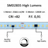 Tira LED 220V | 140xLED/m | 10m | SMD2835 | 2566Lm/M | 19W/M | IP67