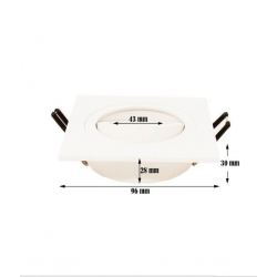 Aro cuadrado Orientable para dicroica LED GU10 MR16 - Aluminio