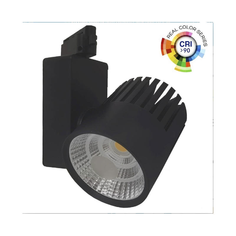 Foco LED 40W GRAZ Negro BRIDGELUX Chip Carril Monofásico CRI +90