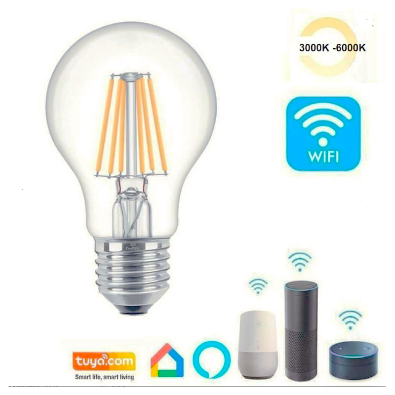 Bombilla LED Filamento 7W SMART Wifi CCT - A60 Regulable - E27
