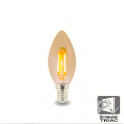 Bombilla LED Filamento Vela 4W E14 C37 - Dimmable