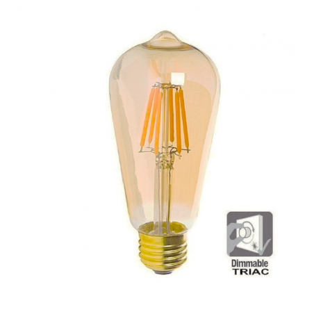 Bombilla LED Filamento Vintage 7W E27 Gold ST64 - Dimmable
