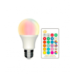 Bombilla LED RGB+W 10W 270º E27 con Mando a Distancia