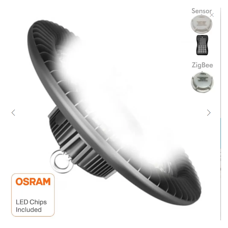 Campana industrial LED UFO INTELIGENTE 200W OSRAM Chip 130lm/w IP65