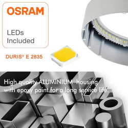 Plafón LED cuadrado superficie 20W - OSRAM CHIP DURIS E 2835